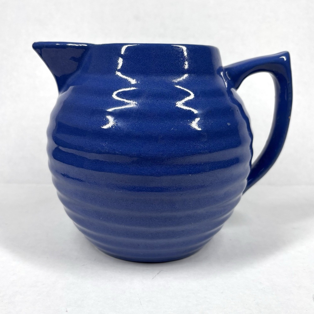 RARE Bauer Ringware Beehive Cobalt Blue Pitcher 5.5" Quart Stamped‎